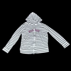 Women’s Sz L Soft‎ as a Grape White and Gray Red Sox Full Zip Jacket.